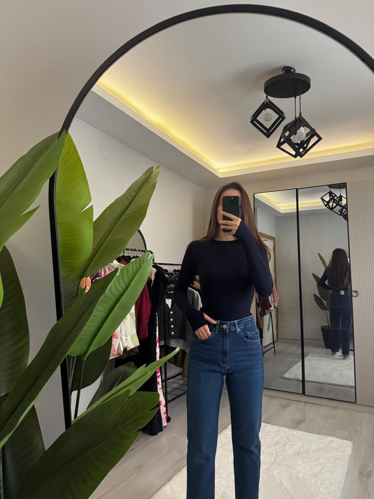 LACİVERT  PARMAK GEÇMELİ BODY