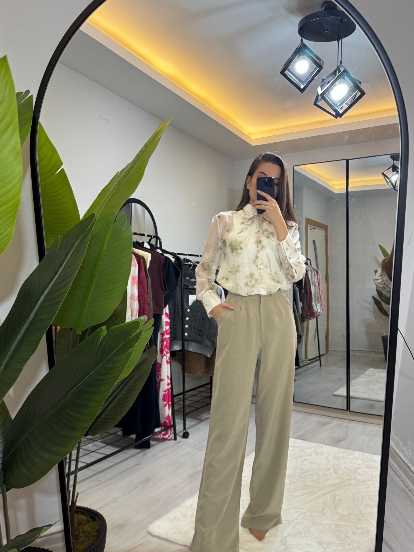 ORGANZE DESENLİ TÜL GÖMLEK