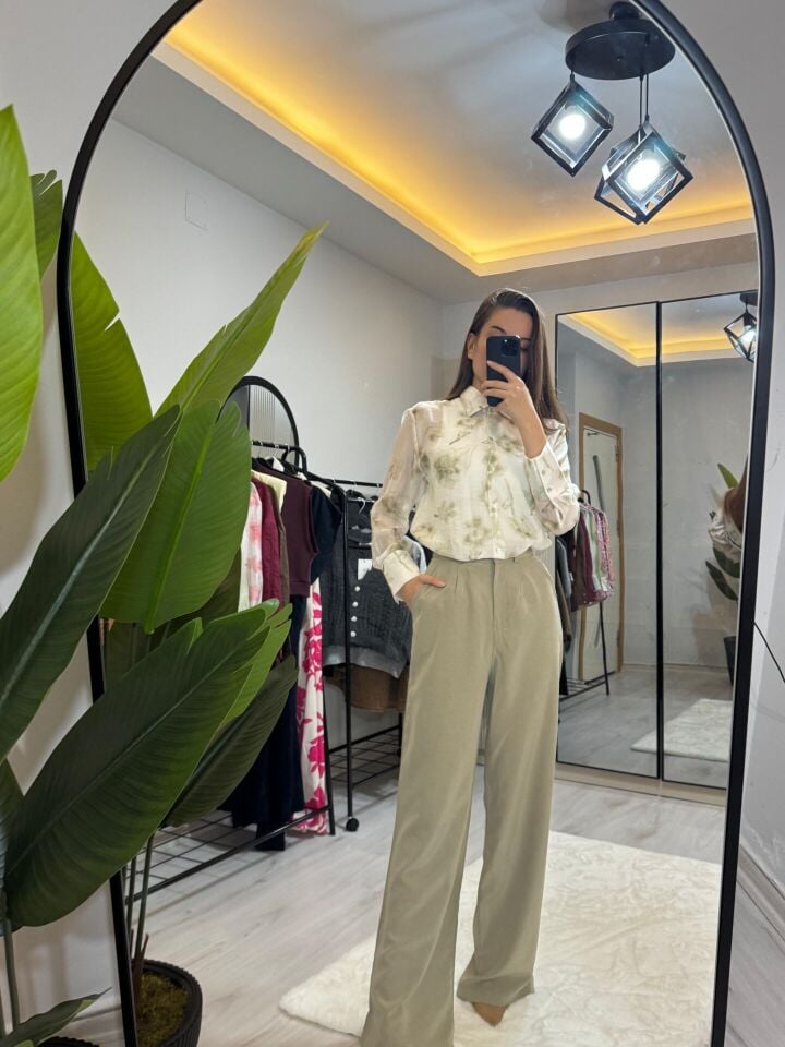 ORGANZE DESENLİ TÜL GÖMLEK