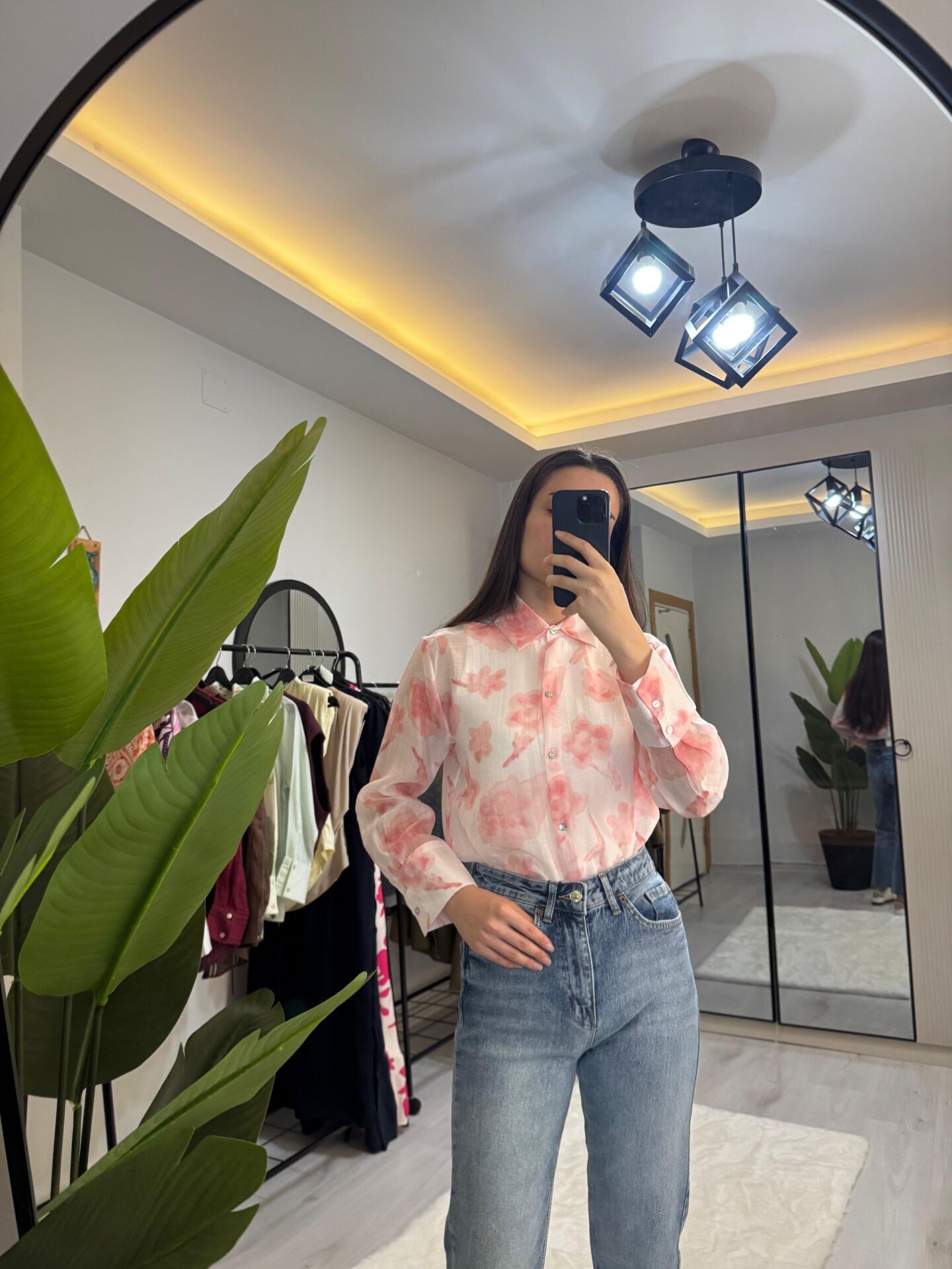 ORGANZE DESENLİ TÜL GÖMLEK