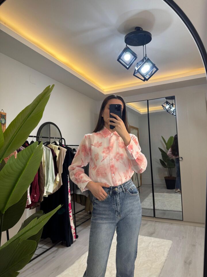 ORGANZE DESENLİ TÜL GÖMLEK