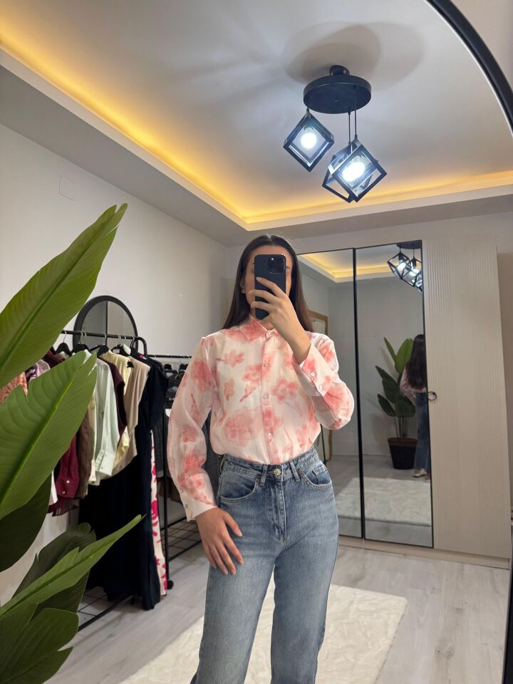 ORGANZE DESENLİ TÜL GÖMLEK