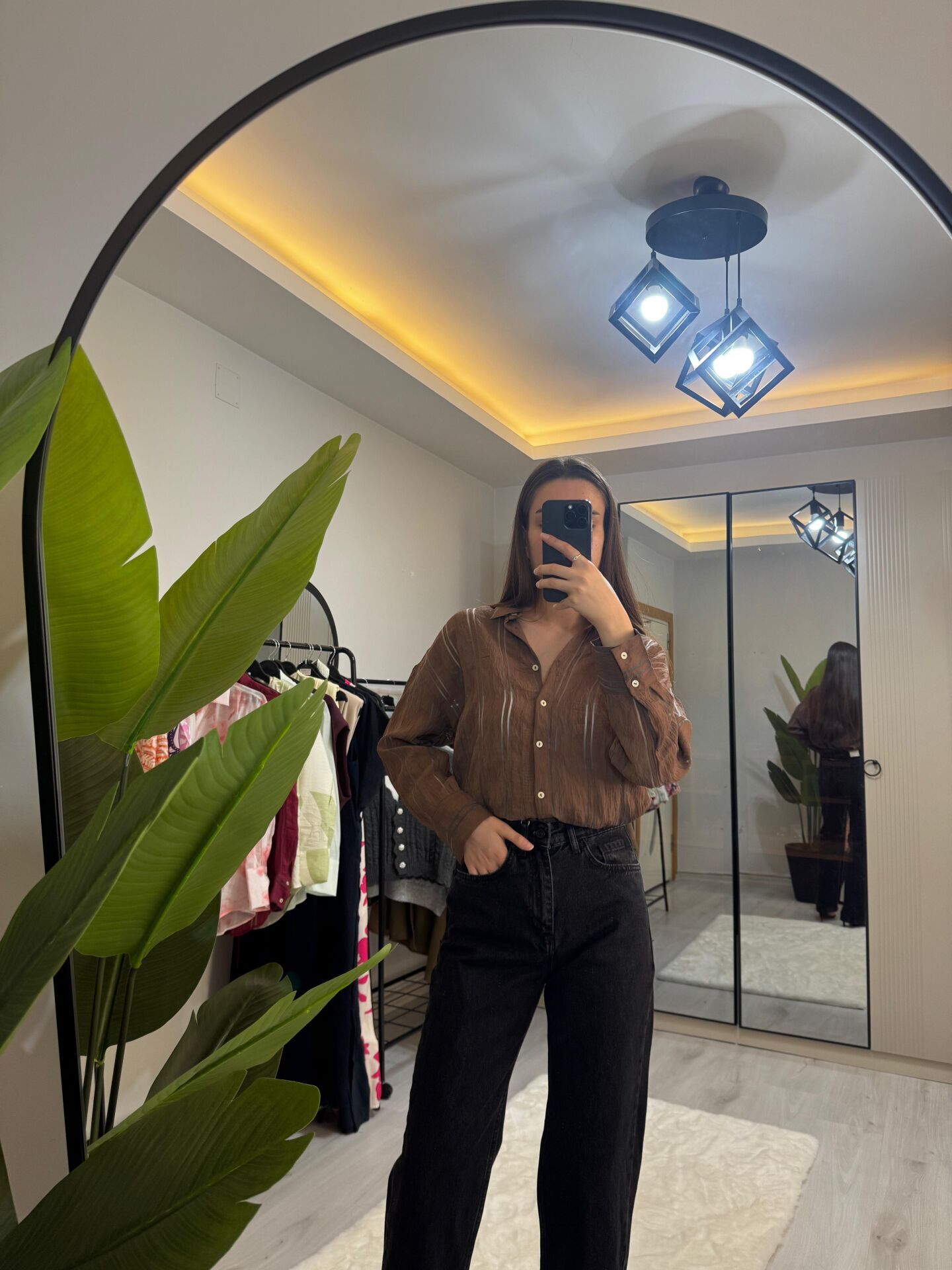 ORGANZE ÇİZGİLİ GÖMLEK